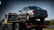 Rollback tow truck carrying a vehicle